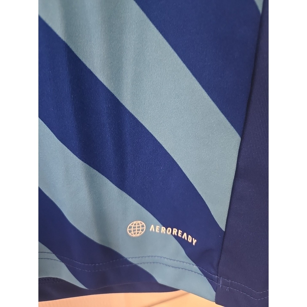 Adidas Men's Large Aeroready Shirt Blue Training Tee Moisture Wicking 3‎ Stripes - Picture 4 of 12